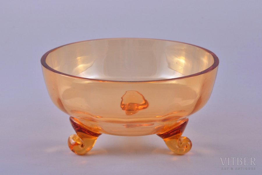candy-bowl, Art Deco, Iļģuciems glass factory, Latvia, the 20-30ties of 20th cent., Ø 10.2 cm