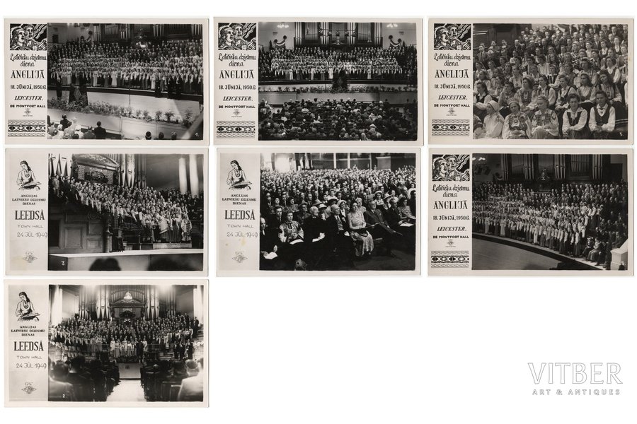 fotogrāfiju komplekts, 7 gab., Latviešu dziesmu svētki Anglijā, Latvija, Lielbritānija, 1949-1950 g., 8.6 x 13.8 cm