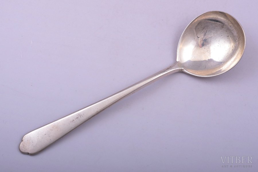 serving spoon, silver, 84 standard, 85.85 g, 21 cm, "Grachev Brothers", 1896-1907, St. Petersburg, Russia