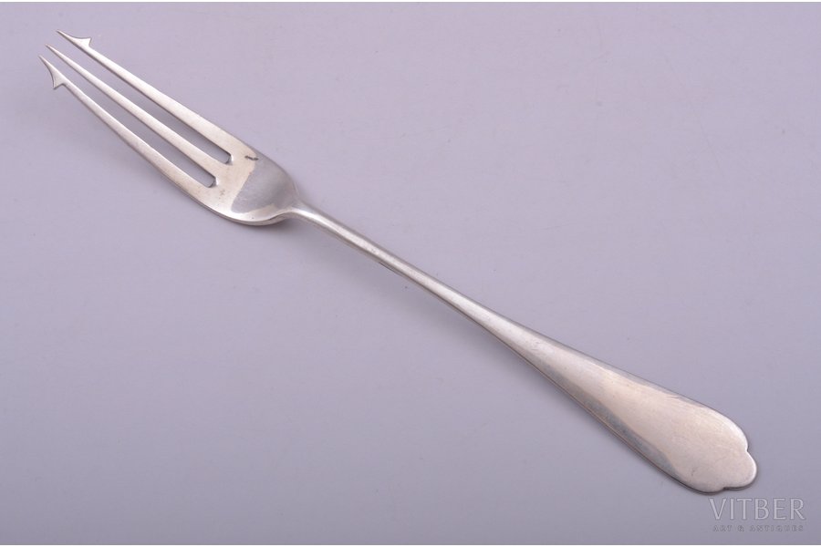 fork, silver, 84 standard, 29.70 g, 18.1 cm, trading house of Bolin Factory, 1880-1890, Moscow, Russia
