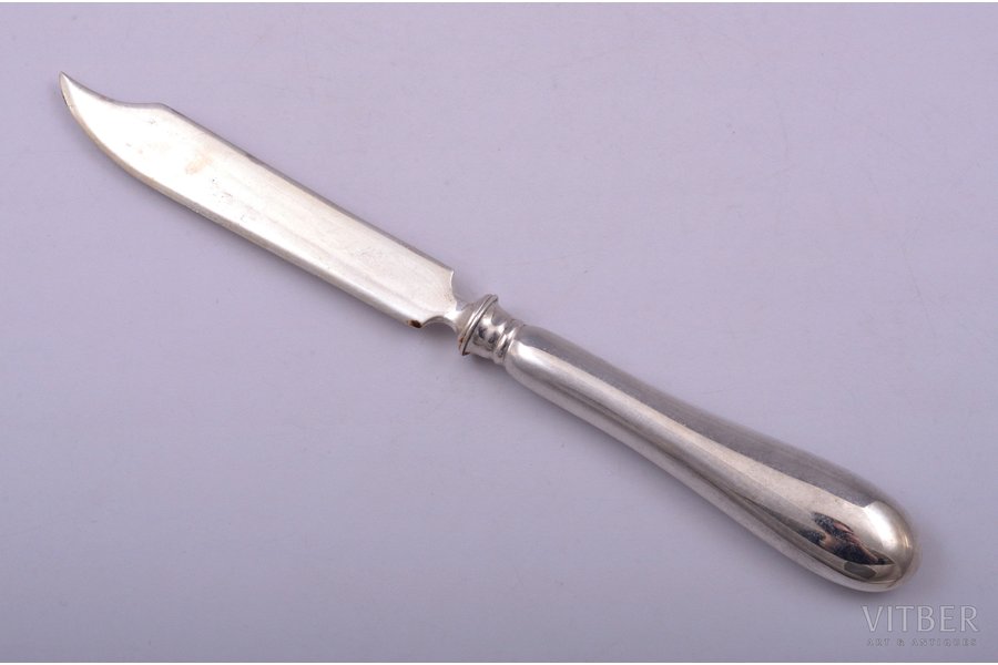 fish knife, silver, 84 standard, 60.50 g, 17.5 cm, by Mitrofanov Gerasim Alexeyevich, 1908-1917, Moscow, Russia