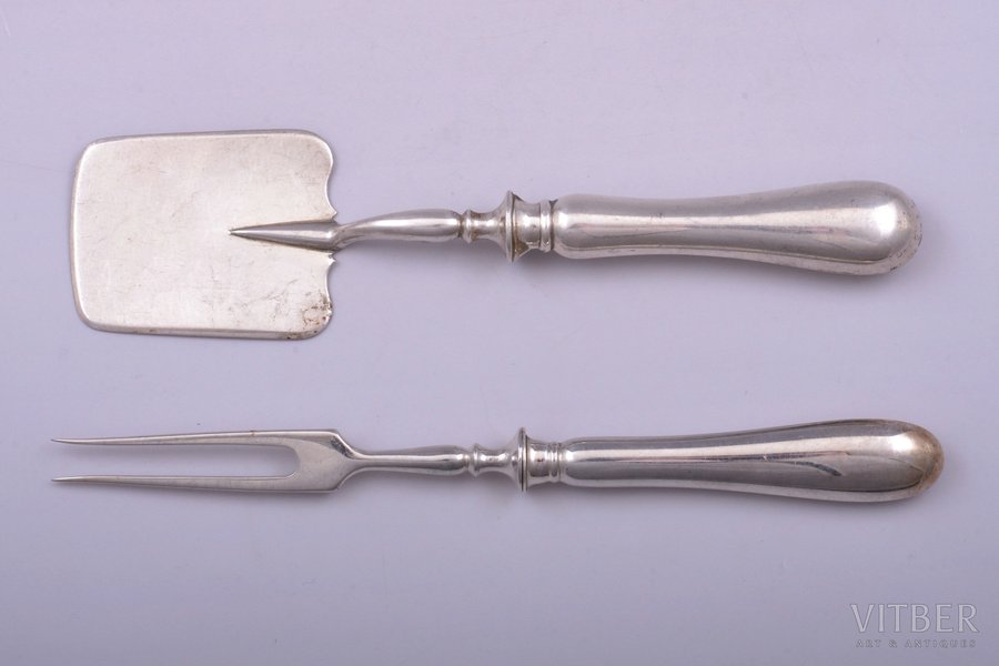 set of 2 flatware items, silver, 84 standard, total weight of items 137.90, 19.3 / 18.7 cm, Ivan Khlebnikov factory, 1908-1917, Moscow, Russia