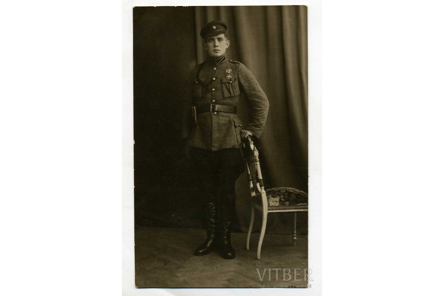фотография, Латвийская армия, кавалер ордена Лачплесиса, Латвия, 20-30е годы 20-го века, 13,6x8,4 см