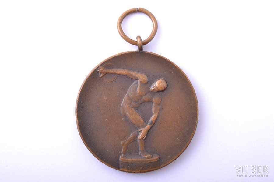 medaļa, Sacensības diska mešanā, bronza, Latvija, 45.7 x 40.5 mm