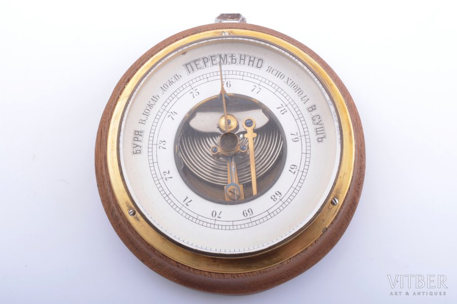 wall barometer, in Russian, wood, Ø 11.8 cm