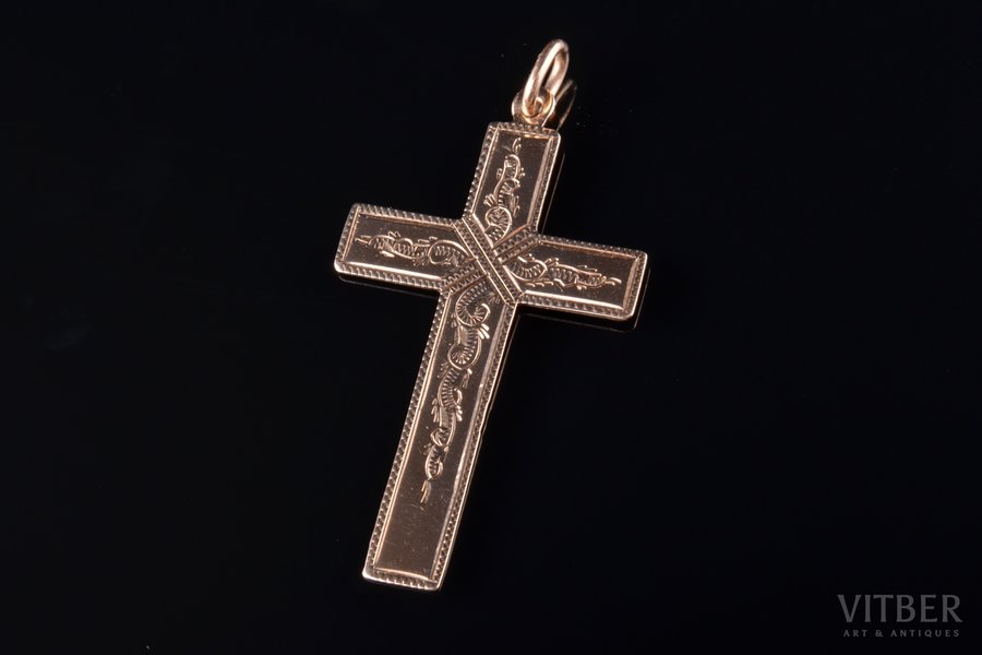 neck cross, gold, 56 standard, 2.48 g., the item's dimensions 4.2 x 2.3 cm, Odessa, Russia