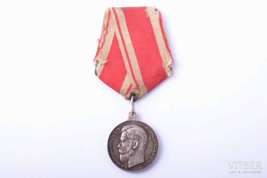 медаль, За усердие, Николай II, серебро, Российская Империя, начало 20-го века, 35.5 x 30.2 мм