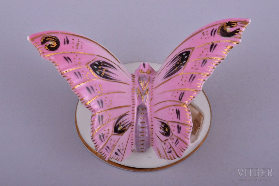 figurine, Butterfly, porcelain, Riga (Latvia), USSR, Riga porcelain factory, the 50ies of 20th cent., h 4.9 cm