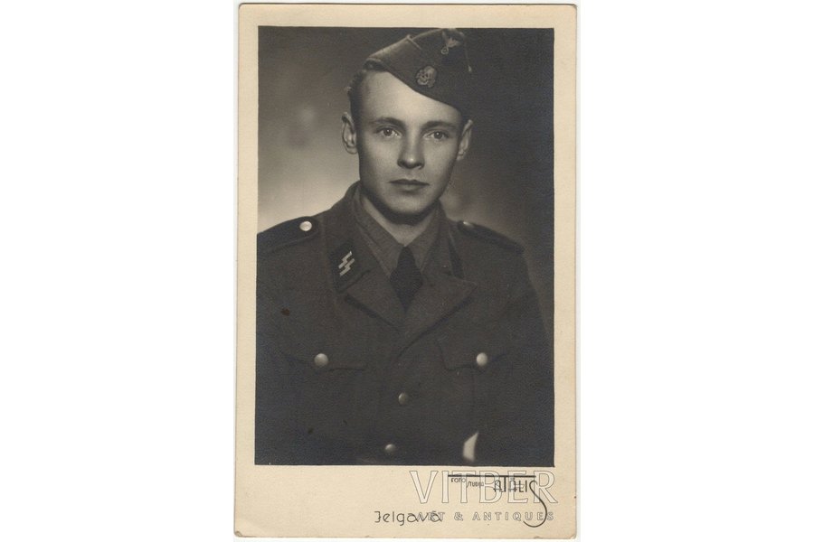 фотография, Третий рейх, легионер СС, Латвия, 40е годы 20-го века, 13.4 x 8.4 см