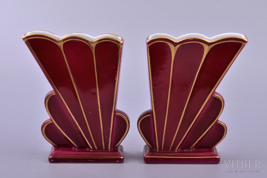 pair of serviette holders, porcelain, M.S. Kuznetsov manufactory, Riga (Latvia), 1937-1940, h 13 cm, second grade