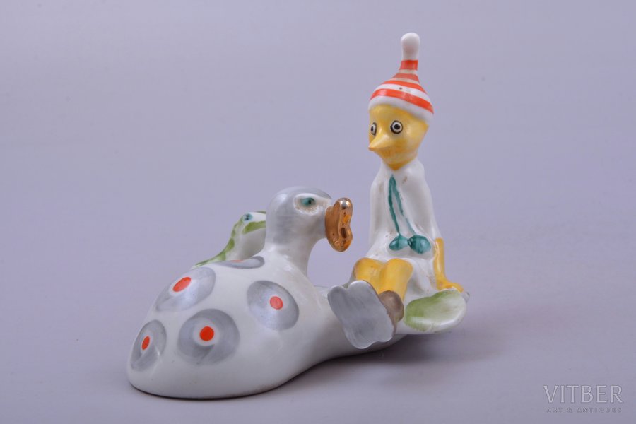 figurine, Buratino and turtle Tortila, porcelain, USSR, LFZ - Lomonosov porcelain factory, molder - N. Muratov, the 60ies of 20th cent., h 8 cm, second grade