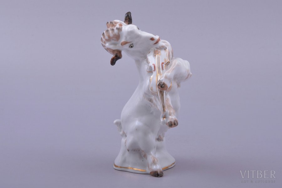 figurine, Goat with violin (from the serie of "the Quartet" figurines), porcelain, USSR, LFZ - Lomonosov porcelain factory, molder - B.Y. Vorobyev, the 50-60ies of 20th cent., h 12 cm