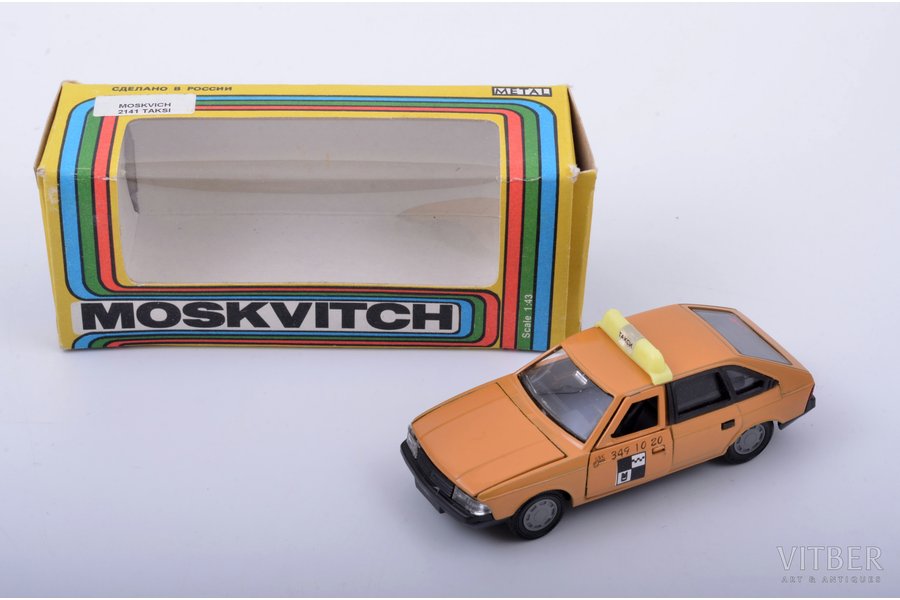 car model, Moskvich 2141, "Taxi", metal, USSR