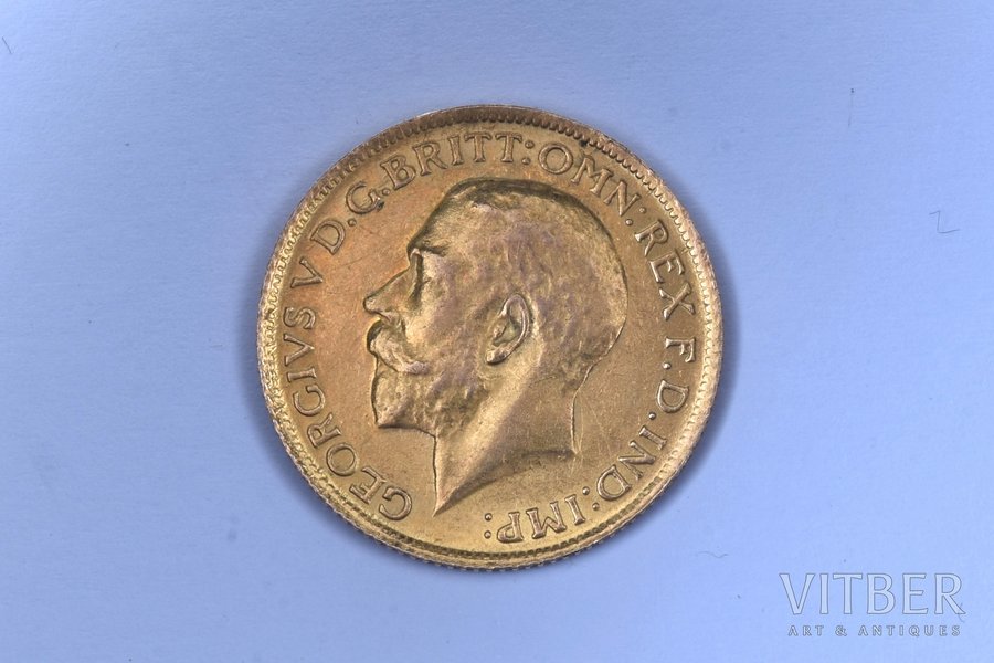 1 соверен, 1918 г., S, золото, Великобритания, 8 г, Ø 22.3 мм, XF, VF