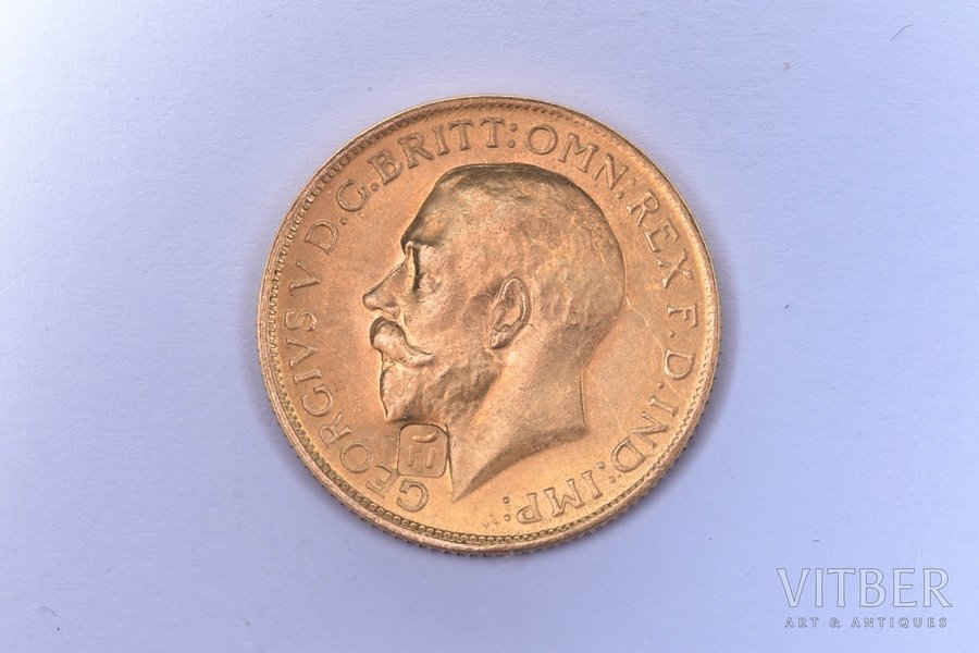 1 soverēns, 1928 g., SA, zelts, Lielbritānija, 7.98 g, Ø 22.2 mm, XF