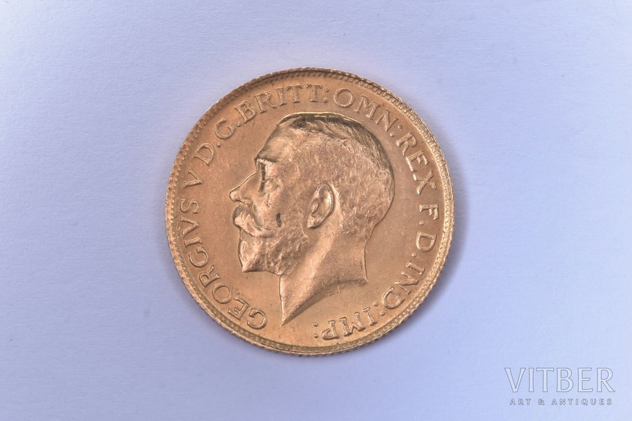 1 soverēns, 1911 g., S, zelts, Lielbritānija, 8.13 g, Ø 22.3 mm, XF