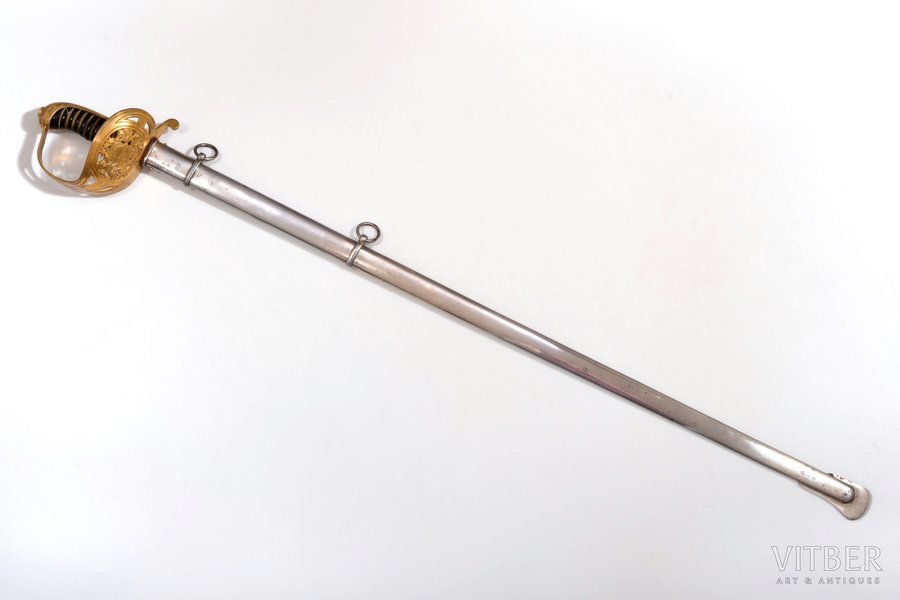 Latvijas armijas parādes zobens, asmens garums 86.5 cm, kopējais garums 100.3 cm, ražotājs Carl Eickhorn, Solingen, Latvija, 20 gs. 20-30tie gadi