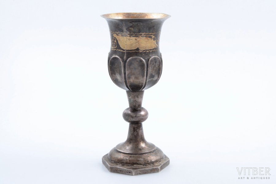 cup, silver, 84 standard, 189.65 g, engraving, gilding, h 15.2 cm, 1896-1907, Vilna, Russia