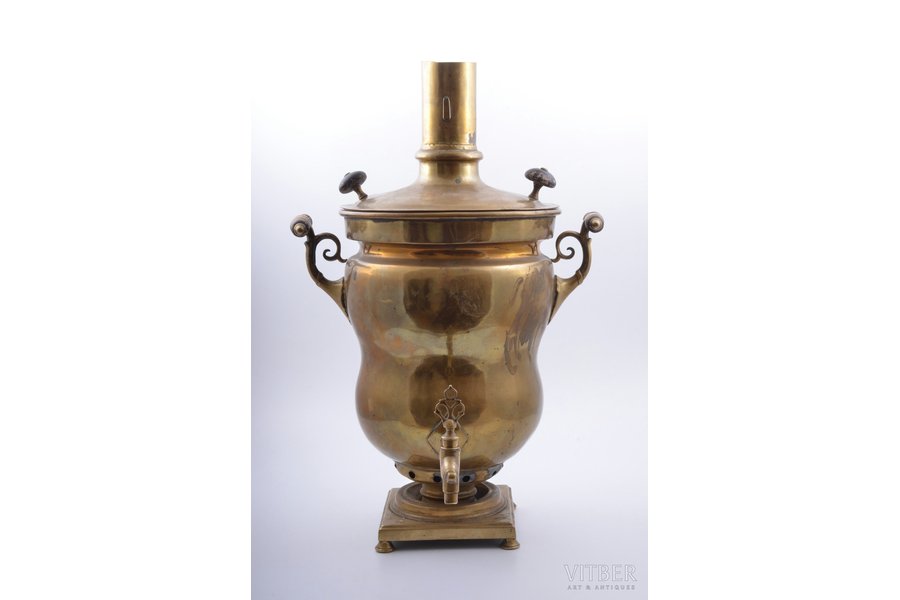 samovar, Europe, 52.5 cm, weight 4600 g, the base is pressed in, with a crack