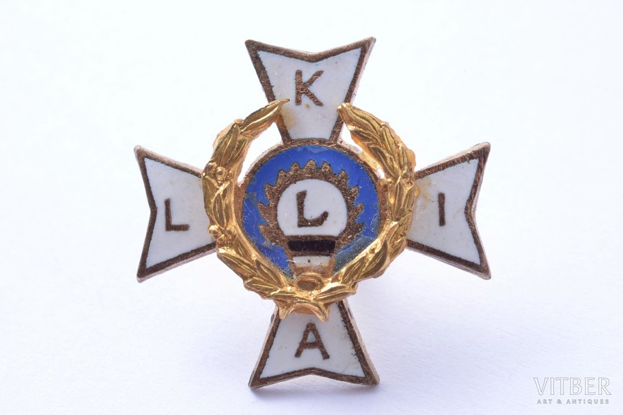 миниатюрный знак, Латвийский союз инвалидов войны (LKIA), эмиграция, 19 x 19.5 мм