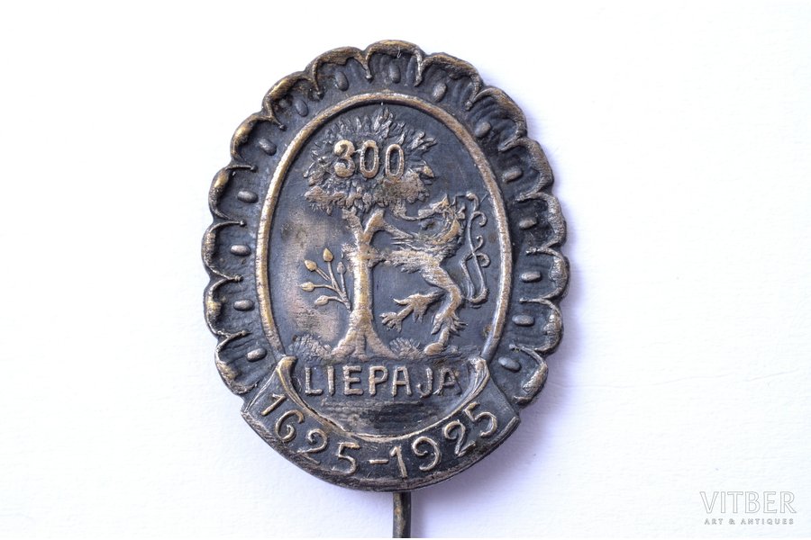 badge, 300 year anniversary of the city of Liepāja, Latvia, 1925, 25.1 x 20.4 mm