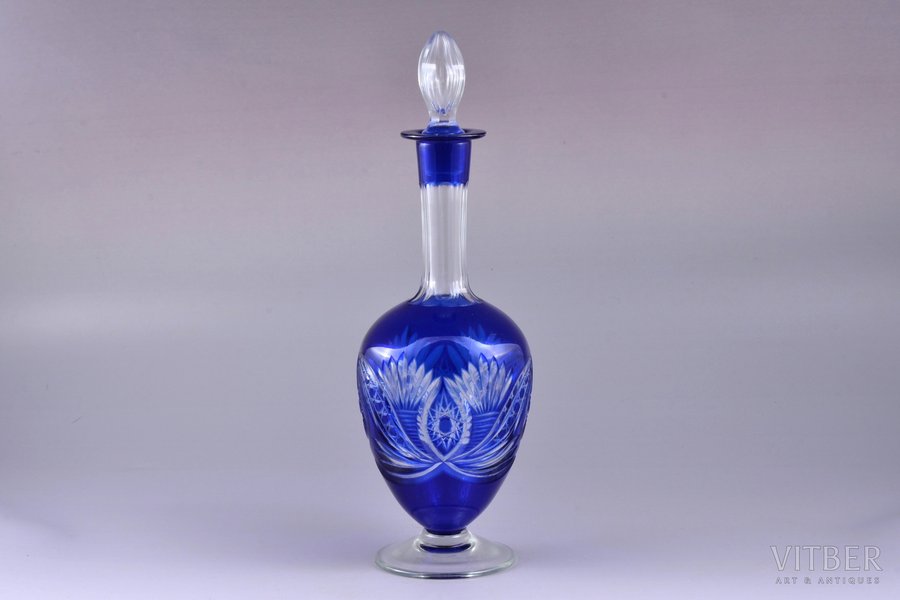 carafe, coloured glass, h 29.6 cm