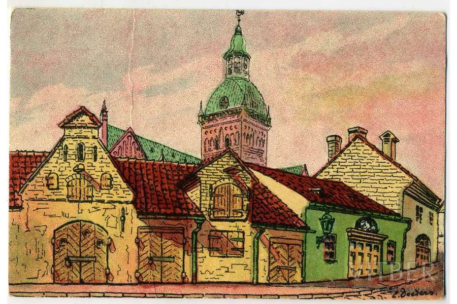 открытка, Латвия, 20-30е годы 20-го века, 13,8x9 см