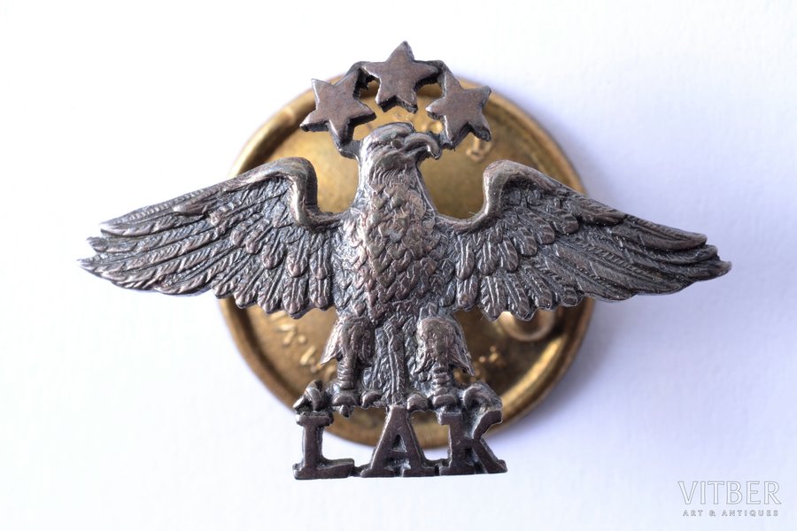 miniature badge, LAK (The Aeroclub of Latvia), № 600, Latvia, 20-30ies of 20th cent., 17.9 x 27.2 mm
