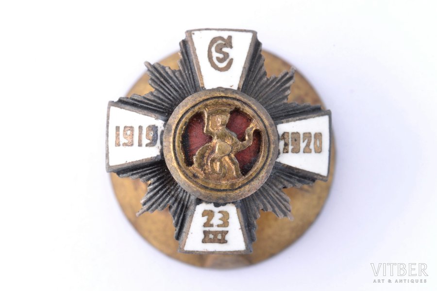miniature badge, 5th Cesis Infantry Regiment, Latvia, 20-30ies of 20th cent., 15 x 15 mm