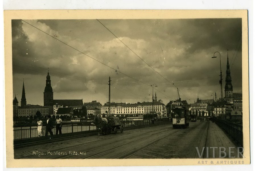 fotogrāfija, Rīga, Pontonu tilts, Latvija, 20. gs. 20-30tie g., 13,6x8,6 cm