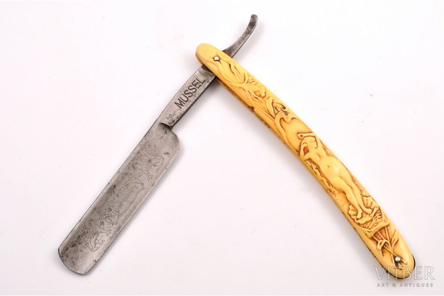 razor, art nouveau, "Mussel", steel, Germany, the beginning of the 20th cent., blade 7.6 cm