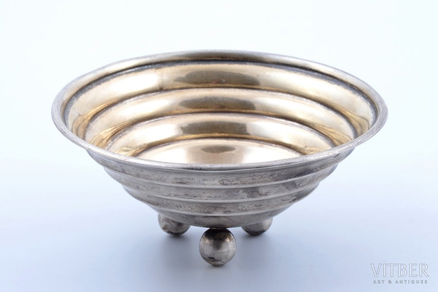 candy-bowl, silver, 875 standard, 80.6 g, (h/⌀) 5.5/12.5 cm, the 30ties of 20th cent., Latvia