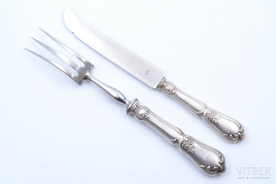 set of 2 flatware items, silver/metal, 950 standart, France, 27.7 - 26.3 cm