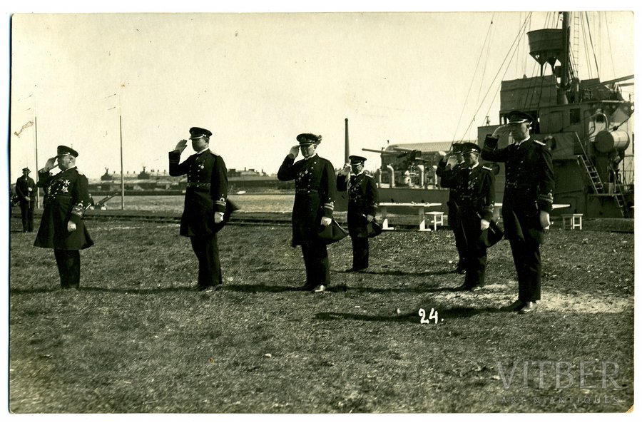 фотография, Латвийская армия, руководство флота (Кайзерлингс, Спаде), 20-30е годы 20-го века, 13.8 x 8.8 см