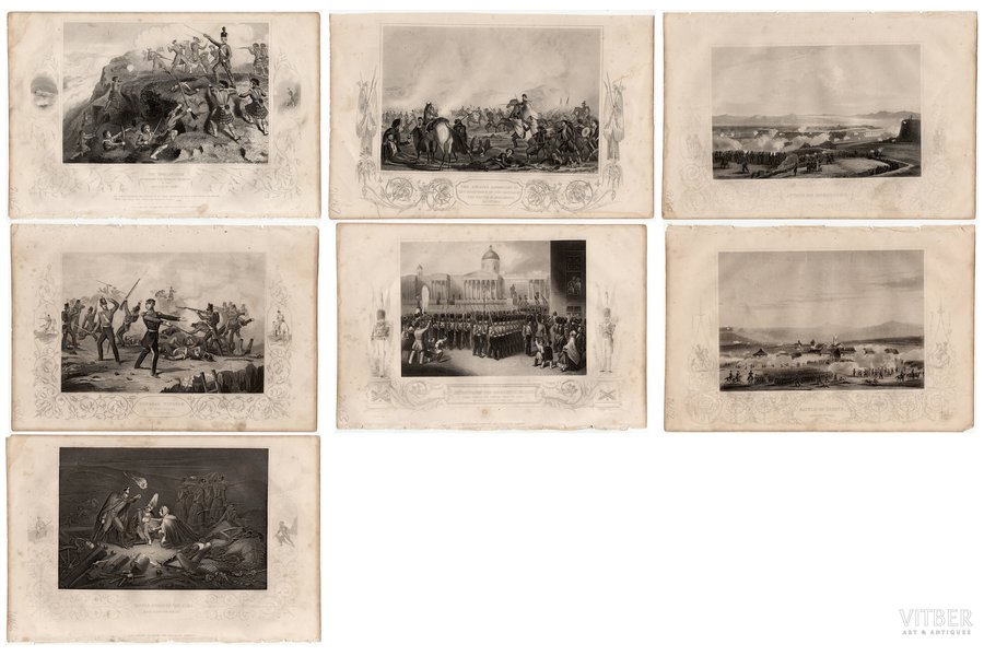 set of 7 engravings on metal, "Crimean War", London, Russia, Great Britain, 1858, 18 x 27.3 cm, publisher: "The London Printing and Publishing Company"