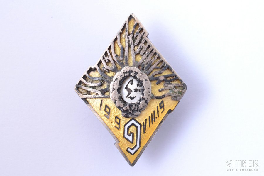 знак, 9-й Резекненский пехотный полк (средний размер), Латвия, 30-е годы 20-го века, 35.4 x 26.1 мм