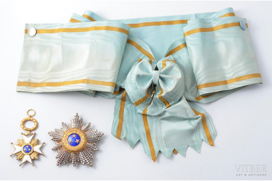 set of the Order of Three Stars, exceptional condition, 1st class, Latvia, 20-30ies of 20th cent., "Vilhelms Fridrichs Müller" manufactory