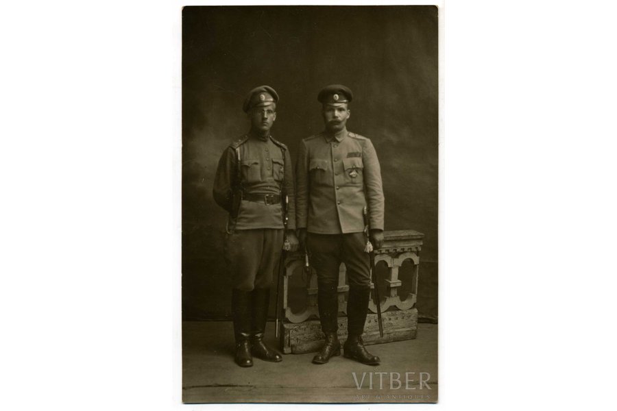 фотография, портрет офицеров, Российская империя, начало 20-го века, 13,6x8,8 см