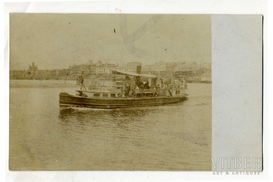 фотография, речной корабль, Российская империя, начало 20-го века, 13,8x8,6 см