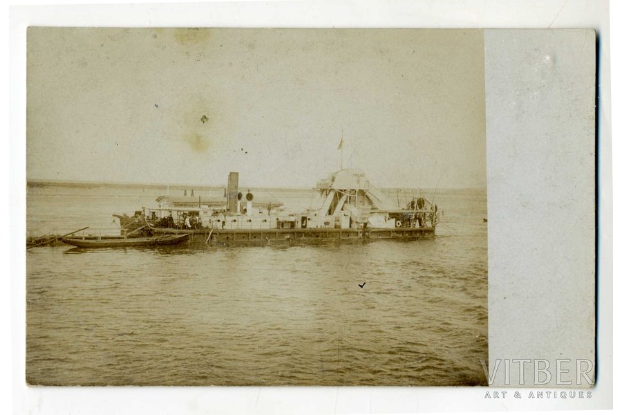 фотография, дноуглубительное судно, Российская империя, начало 20-го века, 13,6x8,6 см