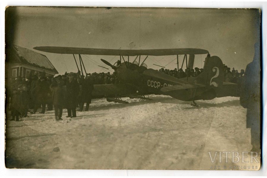 fotogrāfija, lidmašīna Po-2, PSRS, 20. gs. 20-30tie g., 13,8x8,8 cm