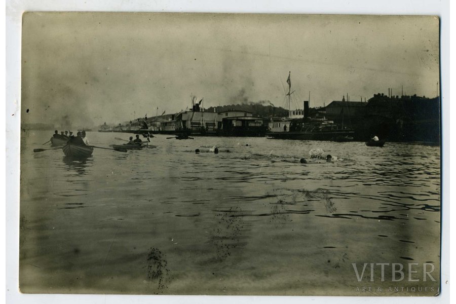 фотография, пловцы, Российская империя, начало 20-го века, 13,6x8,6 см