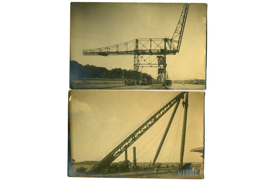 photography, 2 pcs., port crane, Latvia, 20-30ties of 20th cent., 13,8x8,8 cm