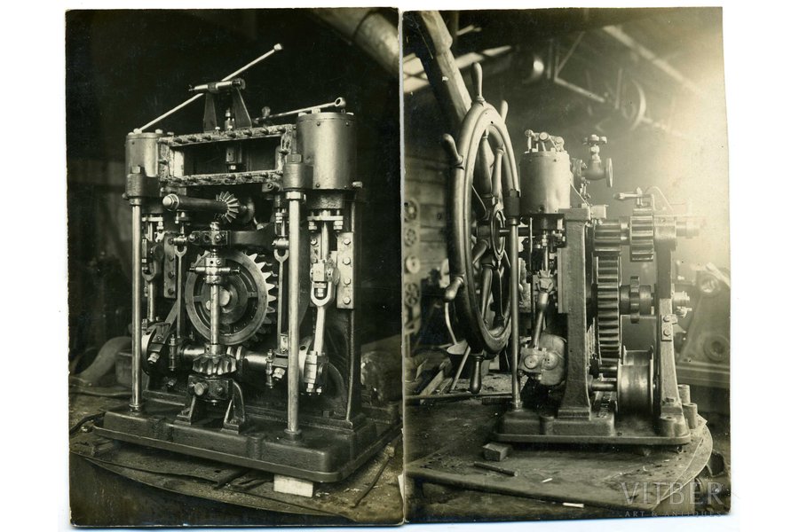 фотография, 2 шт., судовое рулевое устройство, Латвия, 20-30е годы 20-го века, 13,8x8,8 см