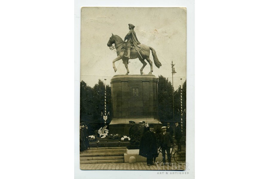 photography, Riga, monument to Peter the Great, Latvia, Russia, beginning of 20th cent., 13,3x8,6 cm
