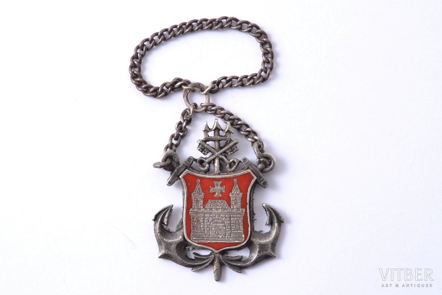 badge, RJK, Riga Yacht club, silver, enamel, Latvia, 1939, 29.4 x 24 mm