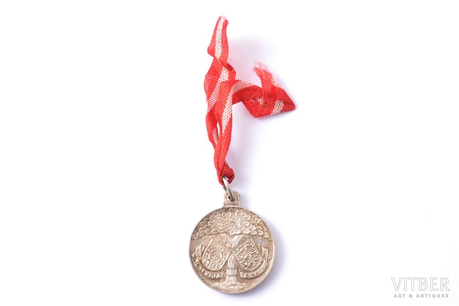 commemorative medal, Meeting of the Presidents of Latvia and Estonia, silver, 875 standard, Latvia, Estonia, 1925, 29.7 x 25 mm, "Vilhelms Fridrichs Müller" manufactory