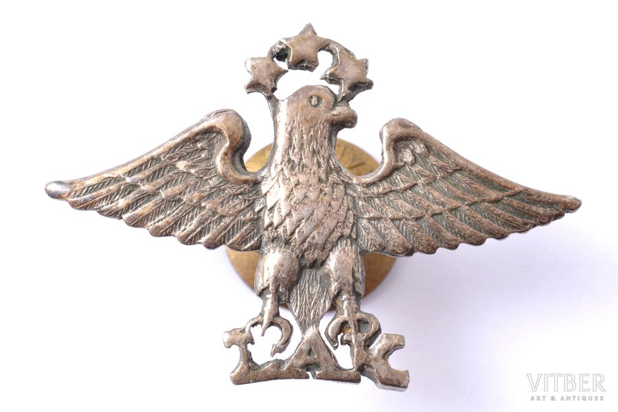 miniature badge, LAK (The Aeroclub of Latvia), № 948, silver, Latvia, 20-30ies of 20th cent., 25 x 36.7 mm