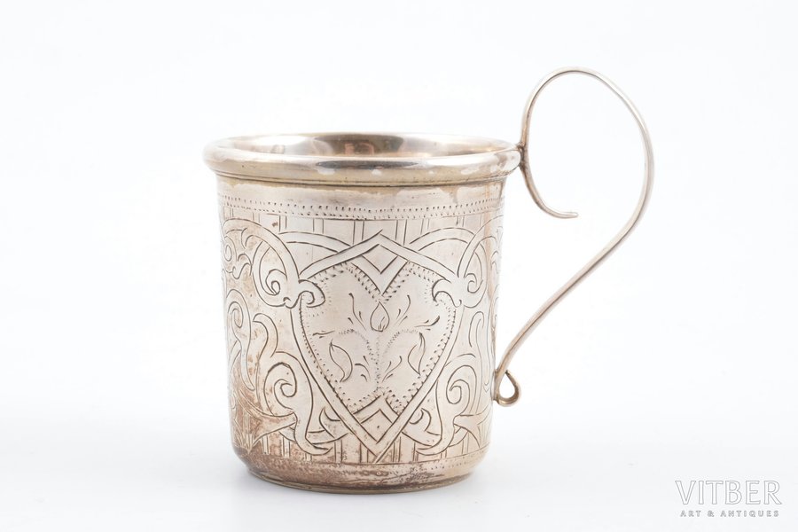 charka (little glass), silver, 84 standard, 45.55 g, engraving, h 6.3 cm, 1857, Moscow, Russia