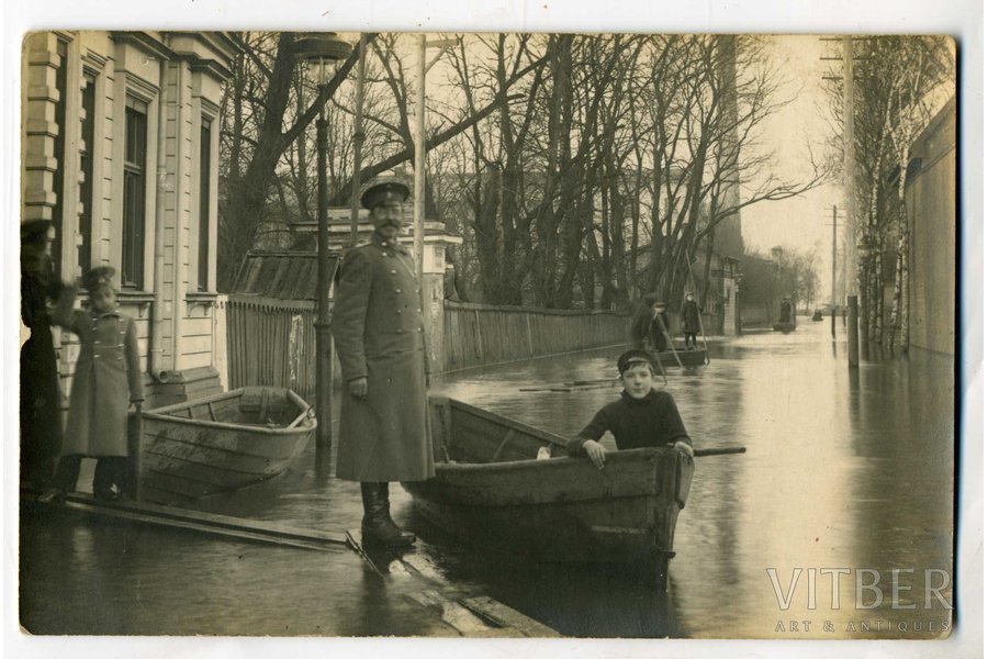фотография, Рига, наводнение в Пардаугаве, Латвия, Российская империя, начало 20-го века, 13,8x8,8 см